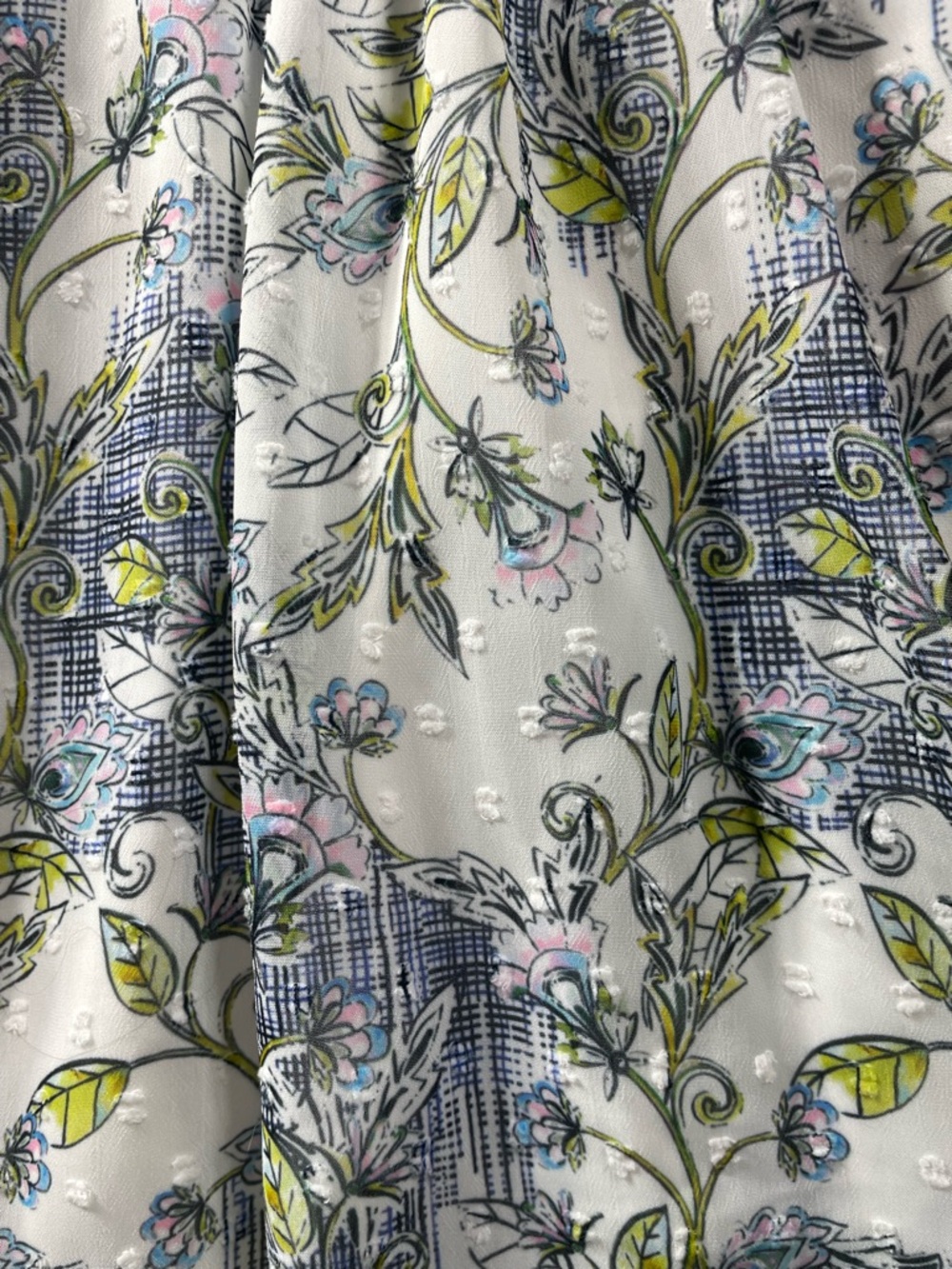 torrid White Floral Print Long Sleeve Dress with Blue and Green Accents sz 00 - Picture 3 of 8